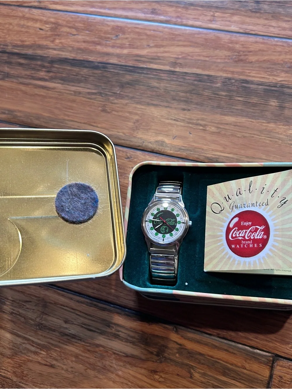 Time for Coke vintage quartz watch with tin canister. MIB. Never worn or used.
